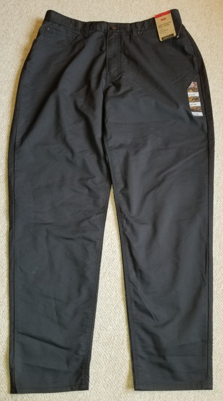 NWT Womens Jeans-LEVI'S-blck cotton twill 'High-Waisted Mom Jeans' tapered-33x30